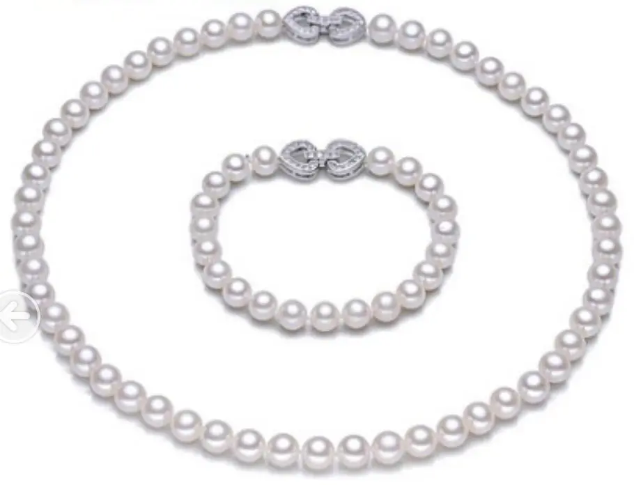 Красивое новое дизайнерское ожерелье из белого жемчуга диаметром 8-9 мм браслет 18