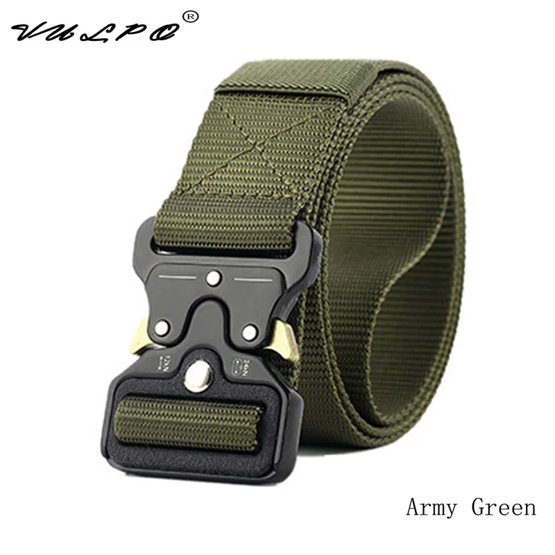 Army Green VULPO, стиль, военная техника, армейский тактический ремень для мужчин, утолщенная металлическая пряжка, крепкий нейлоновый ремень, военные ремни, несколько цветов - Цвет: Army Green