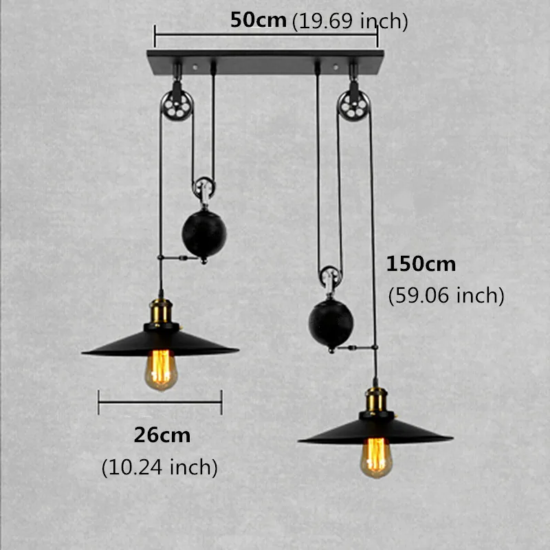 Goedkoop Vintage Smeedijzeren Hanglampen Katrol Bar Lampen Voor Huisdecoratie Keuken Licht Industriële Plafondlamp Binnenverlichting