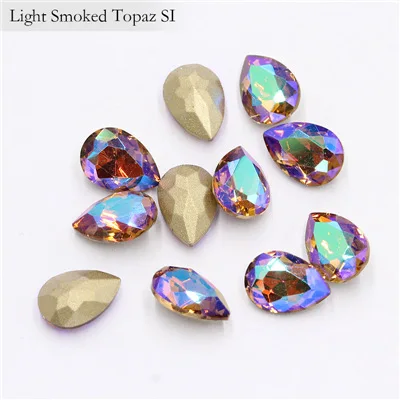 Light Smoked Top SI 50 шт./лот, 3D Стразы для дизайна ногтей, блестящие цветные Стразы для ногтей, 3D кристаллы для дизайна ногтей, камень, золото, алмазное стекло, для маникюра - Цвет: Light Smoked Top SI