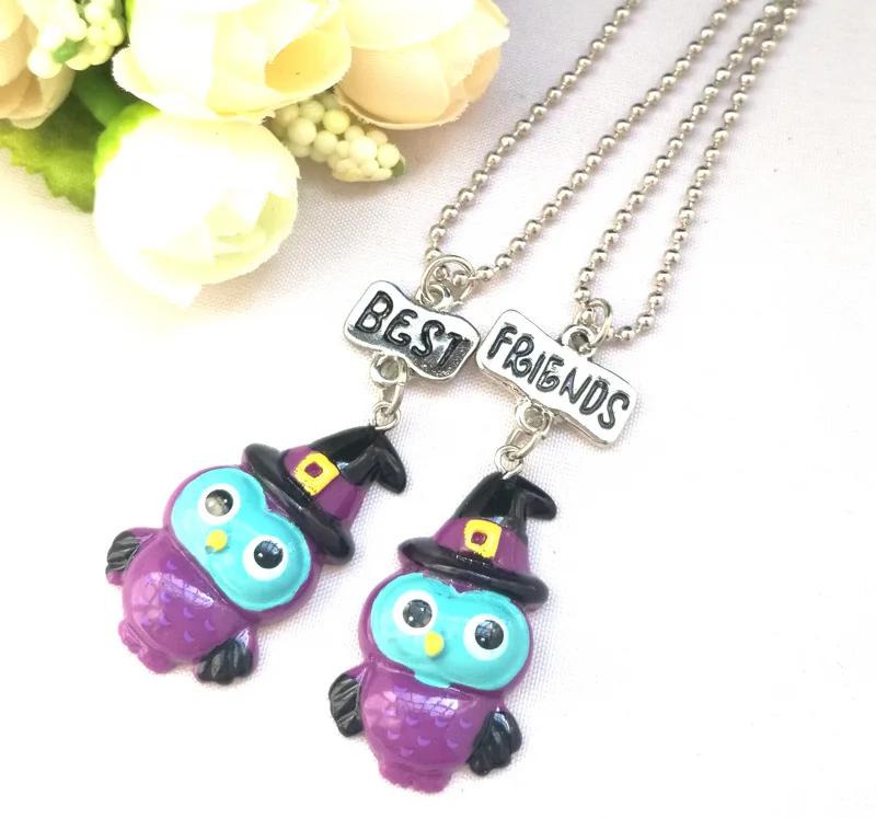 Kids Jewelry Children Best Friends Pendant Halloween Cute Owl BFF Necklace Wedding Gifts For 2PCS/Set | Украшения и аксессуары
