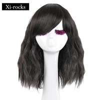 3074 xi rocks shaggy and spiral natural color short wavy synthetic fluffy sexy wigs with bangs for women cosplay synthetic hair