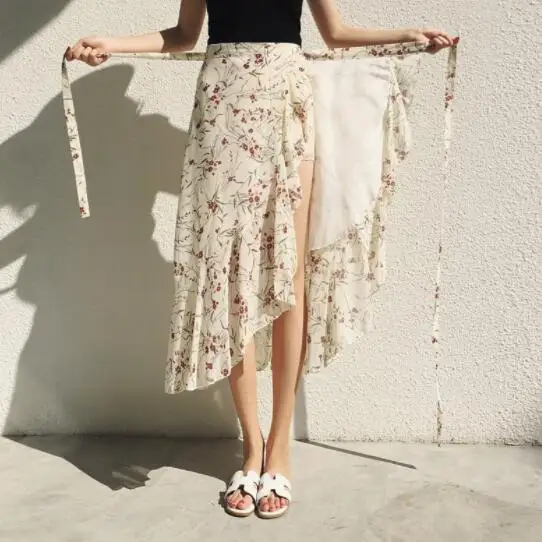 Винтажная длинная юбка с цветочным принтом для женщин летняя элегантная пляжная