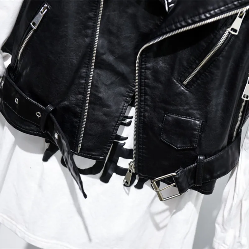 Женский жилет из высококачественной кожи новинка 2018 искусственной на молнии