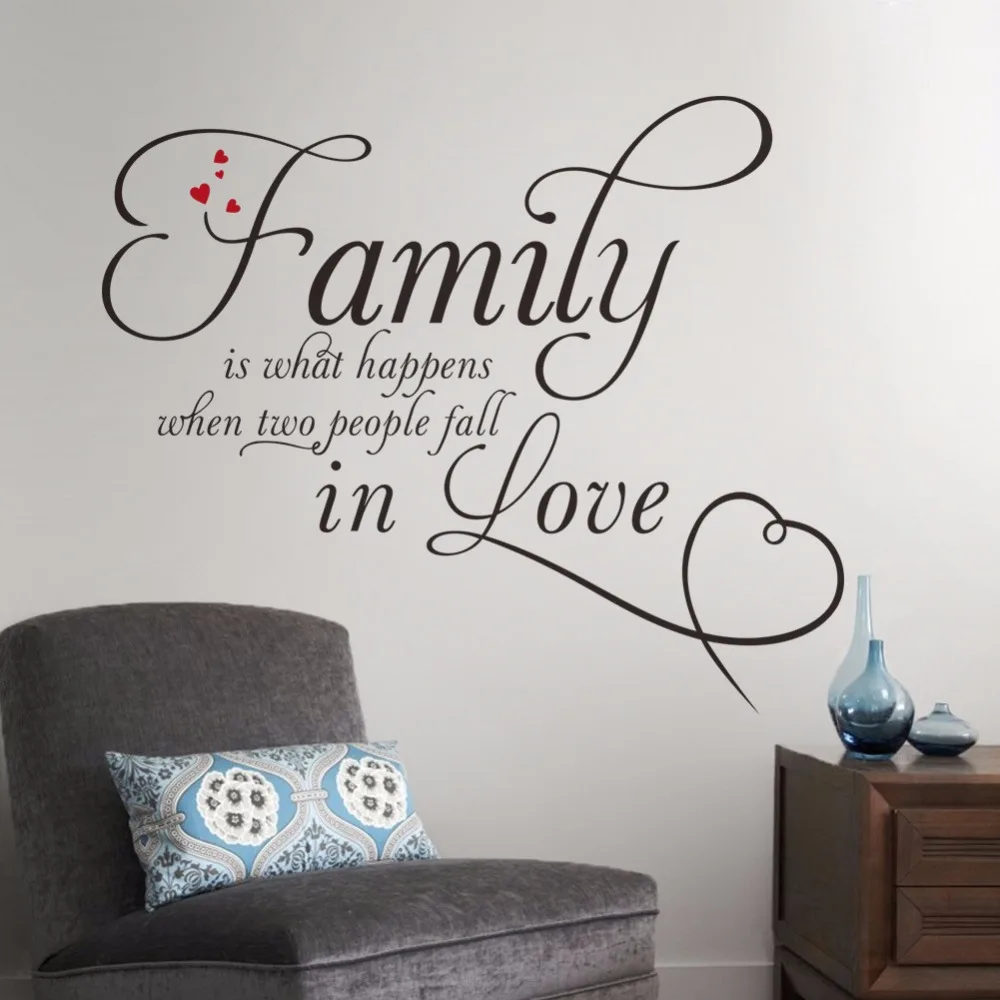Черный Цвет о &quotFamily Love&quot Цитата настенные наклейки для гостиной настенный Декор