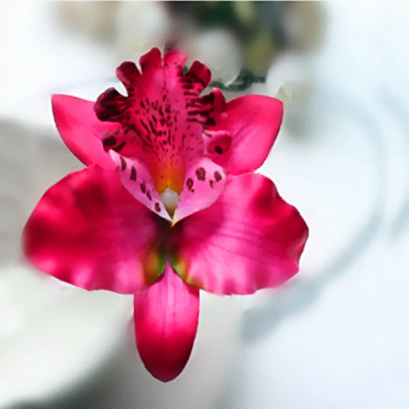Rose Red 1 шт. подарок песок пляж женщины шикарные модные цветы заколки для волос Горячая 18 цветов ручной работы бабочка искусственная Орхидея - Цвет: Rose Red
