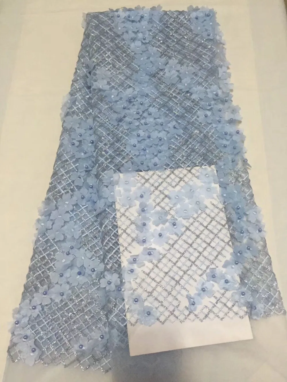 3d flower lace with beads african tissu dentelle french net embroidered tulle 2018 latest hot sale5yard/lotCD-71 |