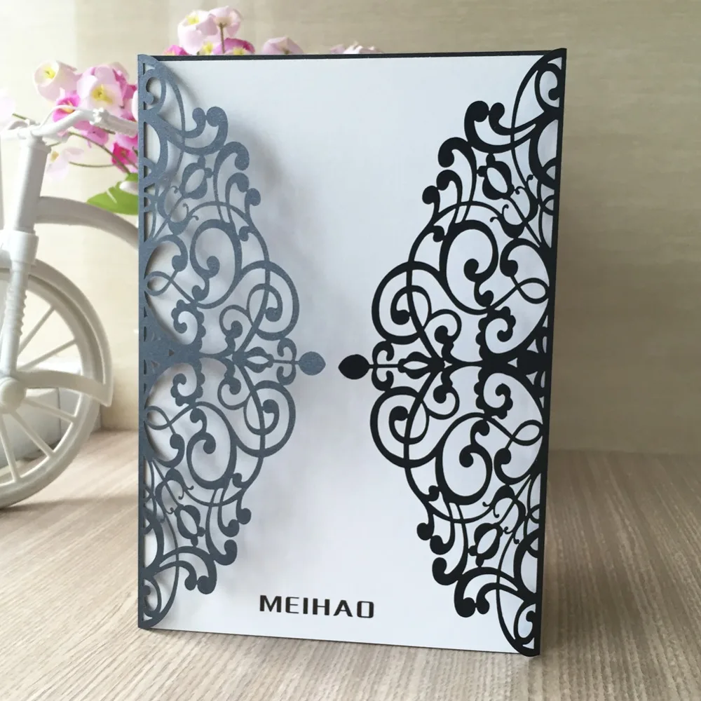 

30pcs Laser Cut 250gsm Pearl Paper Elegant Lace Design Birthday Greeting Blessing card Wedding Invitation Cards Postcard