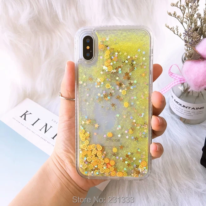 C-ku для Iphone X XS 8 7 PLUS 7plus 6 6S 3D жидкий зыбучий песок фрукты звезда Жесткий ПК ТПУ чехол