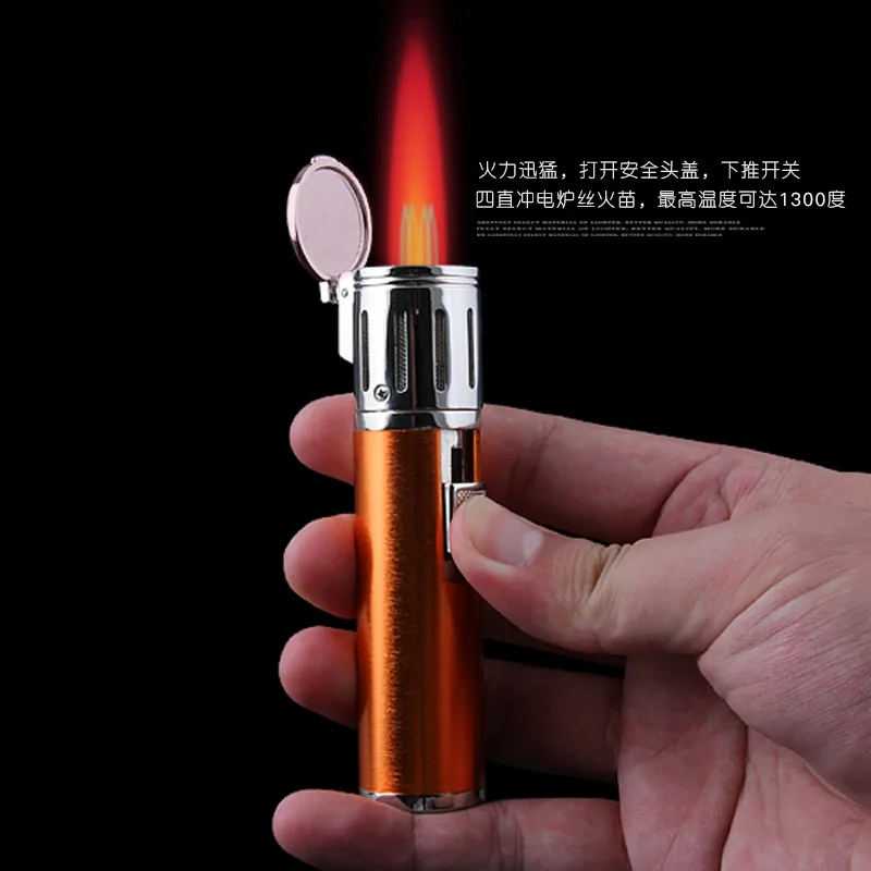 Красный факел струйная Зажигалка четыре прямого УДАРА надувная газовая