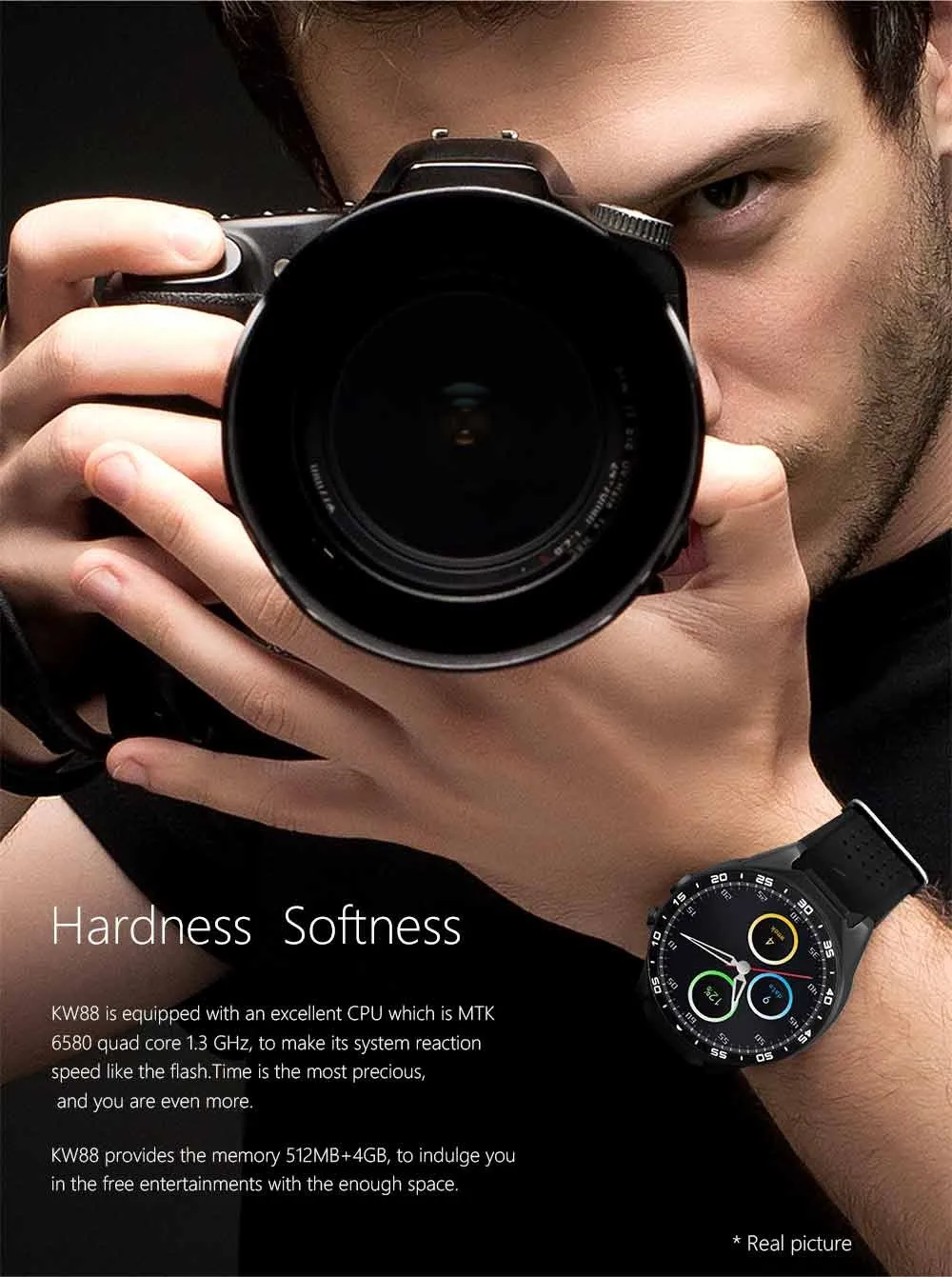 KW88 Android 5 1 ОС Смарт часы Электроника 39 дюймов MTK6580 SmartWatch телефон Поддержка 3G wifi nano