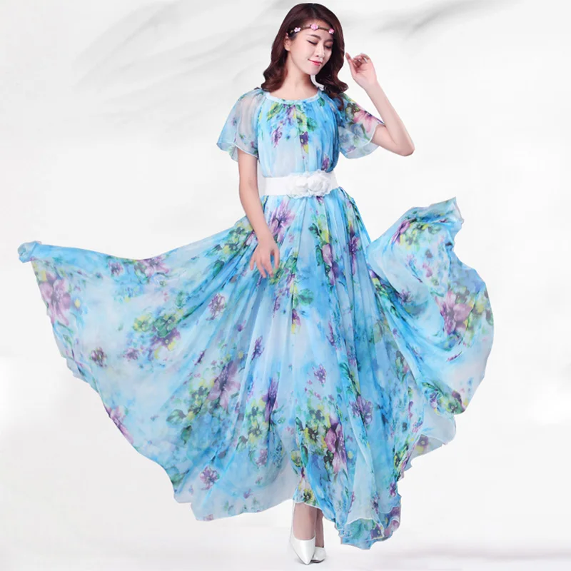 Шифоновое платье макси с цветочным принтом и рукавами|maxi dress|long maxi dresslong |