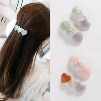 japan and korea new spring style ladys simple and sweet acetate hair clip heart and round shape girls hair accessories