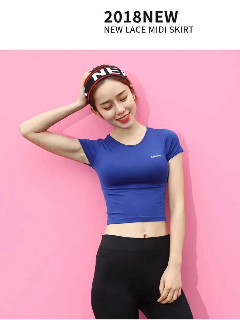 УГ сухой стрейч Лоскутная Slim Fit Йога Топы корректирующие для женщин Спортивная футболка спортивные майки Фитнес рубашка тренер бег футболк