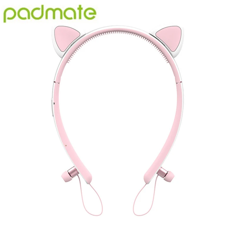 Padmate X9b для девочек с милыми кошачьими ушками повязка на голову Bluetooth Музыка наушники-вкладыши с дыхательным светом для девочек день рождения девушки