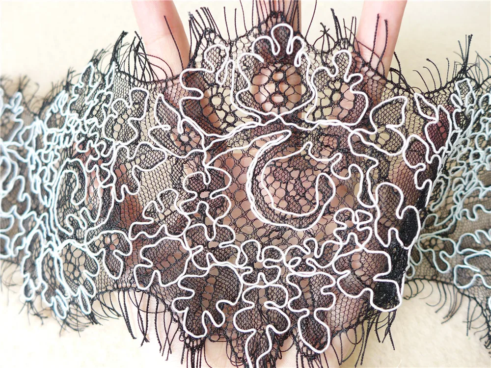 Винтажная Черная кружевная отделка с ресницами французская аланконом проводным