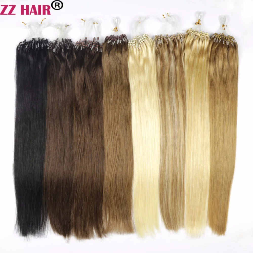 ZZHAIR 1 г/локон 1"-22" Искусственные волосы одинаковой направленности Петлевое микрокольцо волосы человеческие волосы для наращивания капсулы кератиновые волосы из бисера 50 шт/упаковка