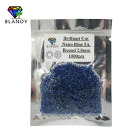 free shipping 5a 1 0 2 5mm round cut blue nano 1000pcslot synthetic nano blue stone for wax setting