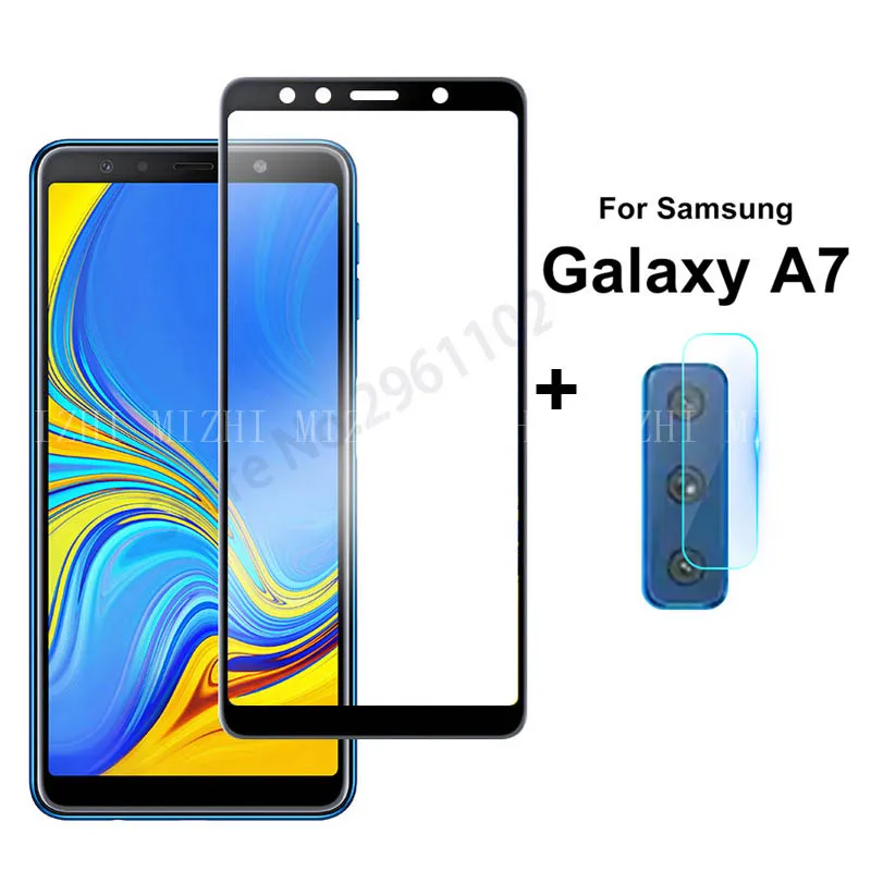 Закаленное стекло для камеры 2 в 1 Galaxy A7 2018 Защита экрана Samsung стеклянная пленка A750
