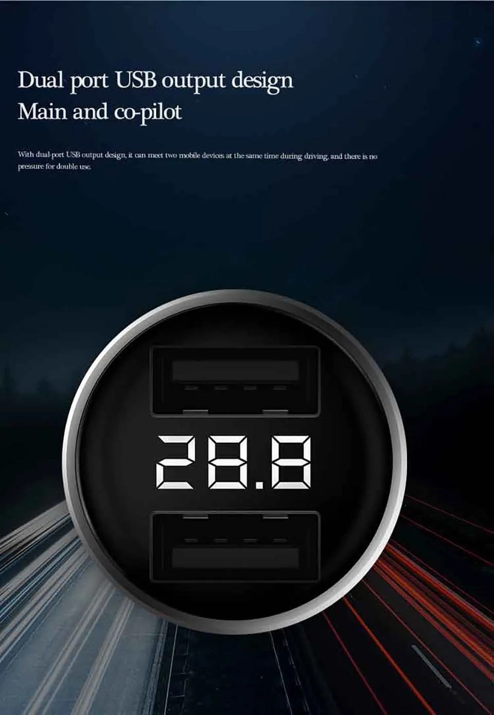 ZMI AP621 автомобильное зарядное устройство PowerCruise Dual USB 18 Вт Быстрая зарядка 3,0 Цифровой ток дисплей 5 В/2,4 А быстрое зарядное устройство для смартфона
