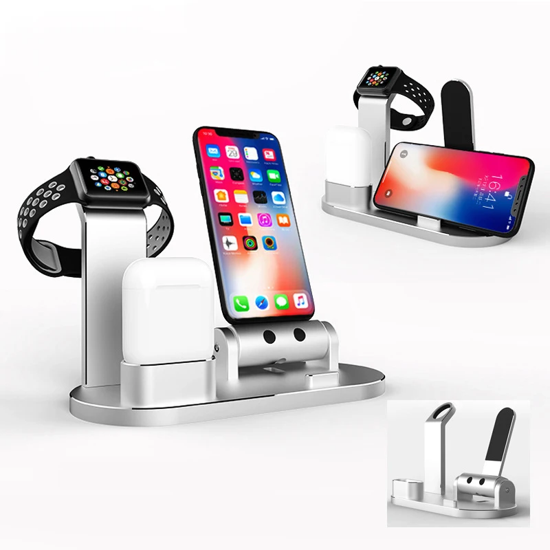3 в 1 Bluetooth наушники сплав зарядная подставка для Apple Watch для AirPods зарядная станция быстрое зарядное устройство для iPhone X/8 8 plus