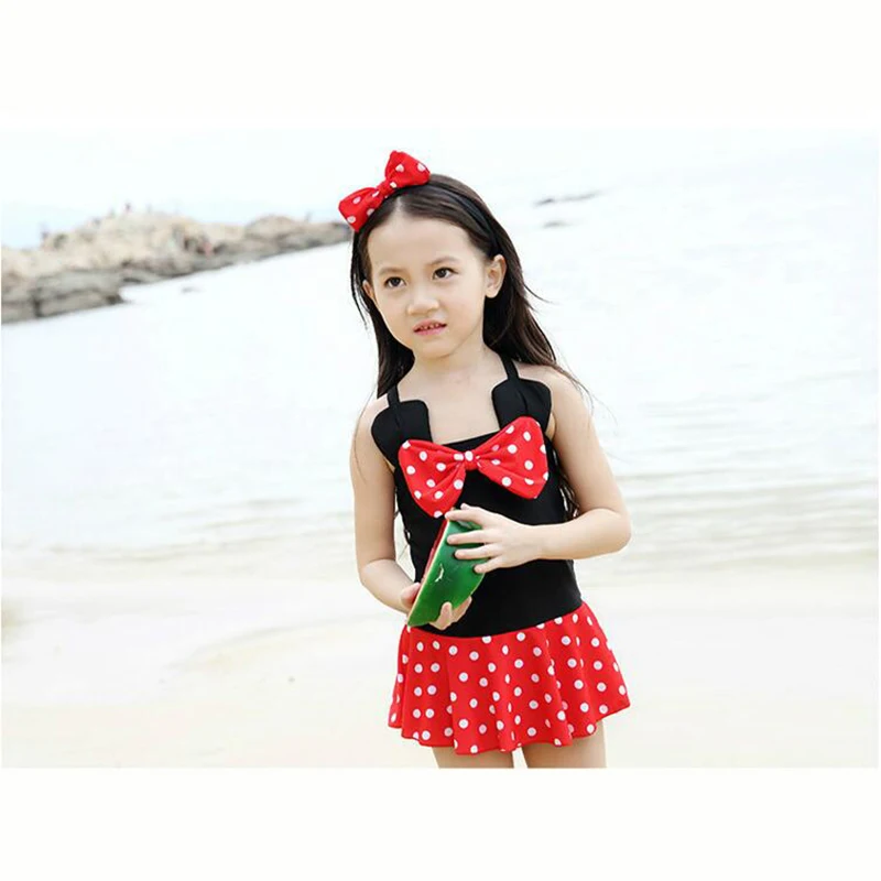 Горячая новинка 2018 купальники для девочек в горошек Милый Летний детский