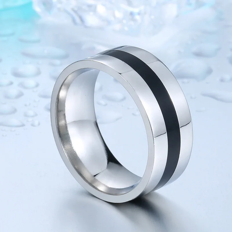 Байер оптовая продажа Для мужчин полированный Нержавеющая сталь черная полоса