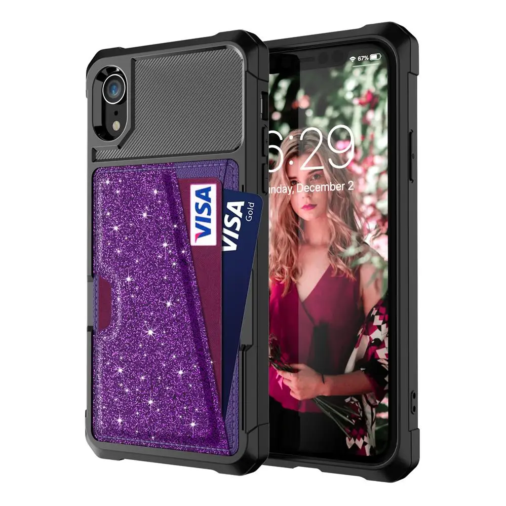 Purple Чехол-Кошелек XSKEMP для iPhone 6, 6s, 7, 8 Plus, X, XS, MAX, автомобильный Магнитный чехол на заднюю панель, s, кошелек, откидная крышка, пряжка для iPhone, для телефона, XR, Fundas - Цвет: Purple