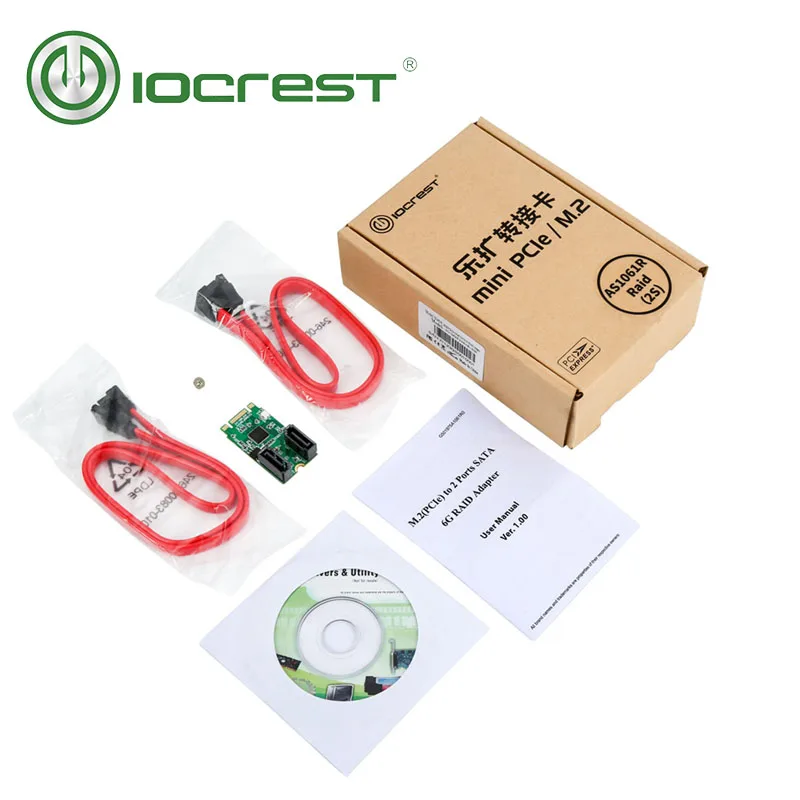 IOCREST M.2(pcie) к 2 портам SATA 6G RAID адаптер Внутренняя M.2 контроллер карта | Компьютеры и