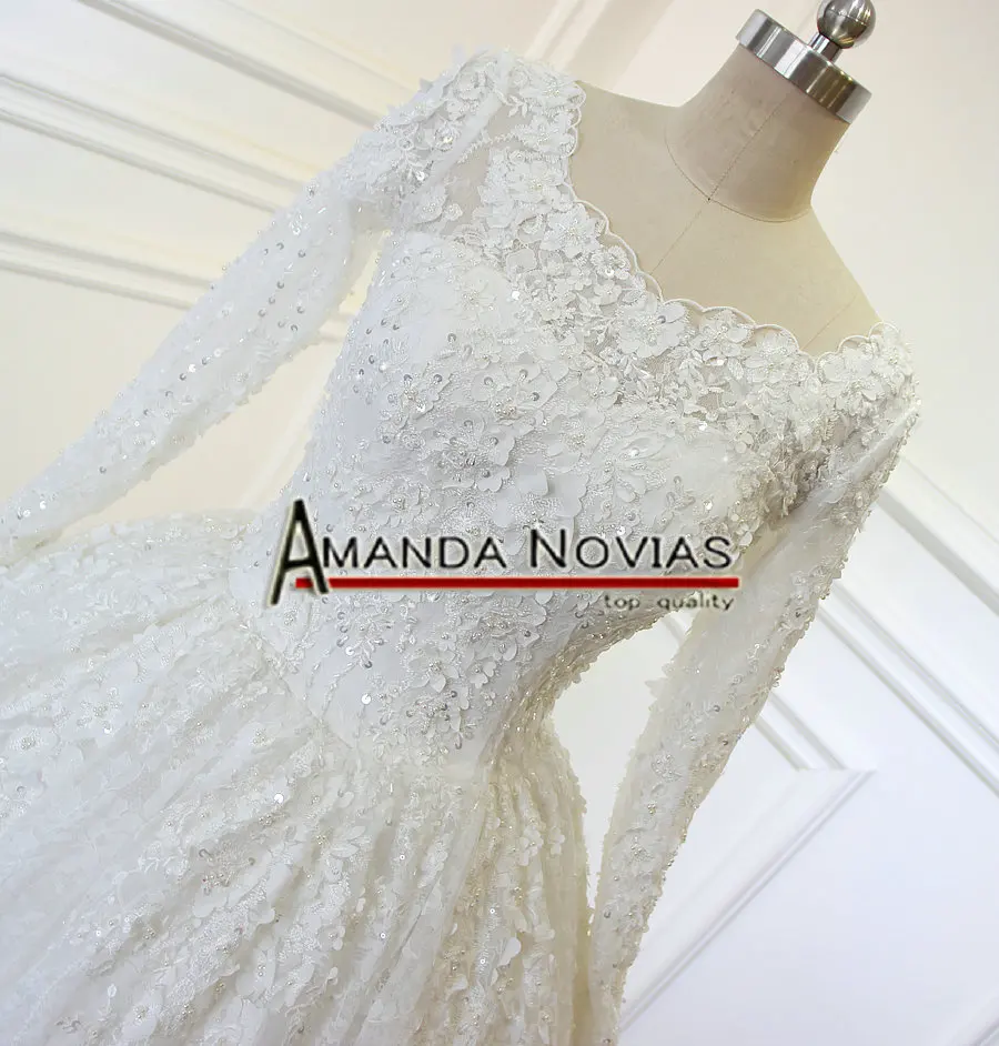 Кружевное свадебное платье с длинным рукавом Amanda Novias роскошное | Свадьбы и