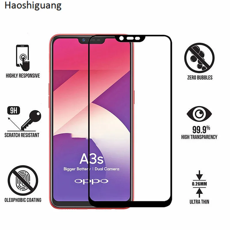 Закаленное стекло Oppo A3S защита экрана защитная пленка полное покрытие OPPO A3s OPPOA3s