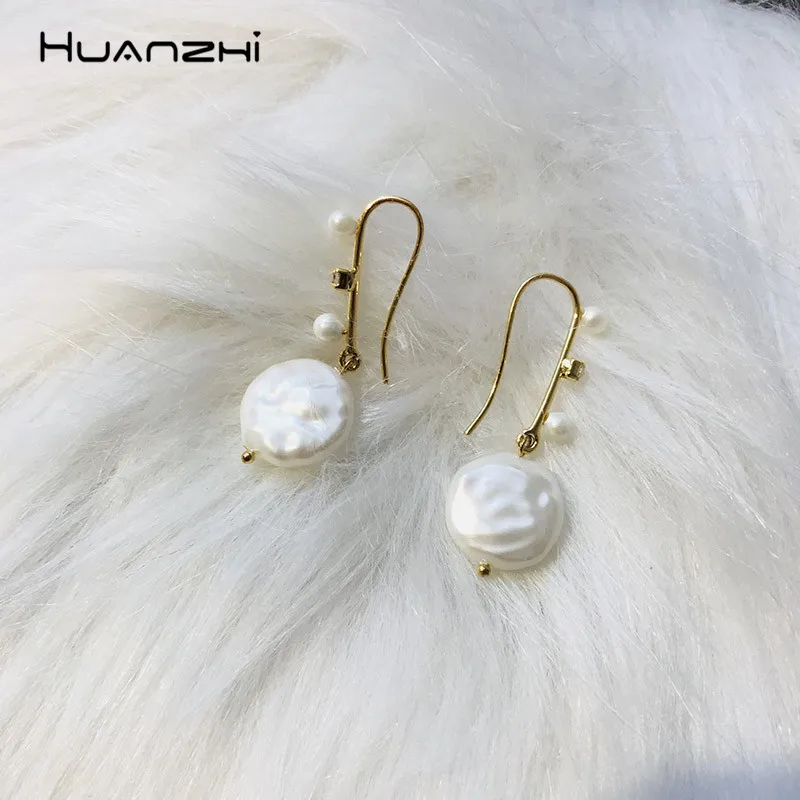 HUANZHI 2019 Chic простой нерегулярные барочный пресноводный жемчуг элегантный горный