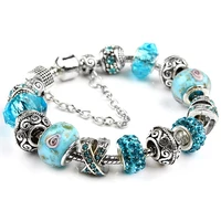 seven coloured glazed beads crystal big hole bracelet diy snake bone bracelet fashion jewelry wholesalehmf124