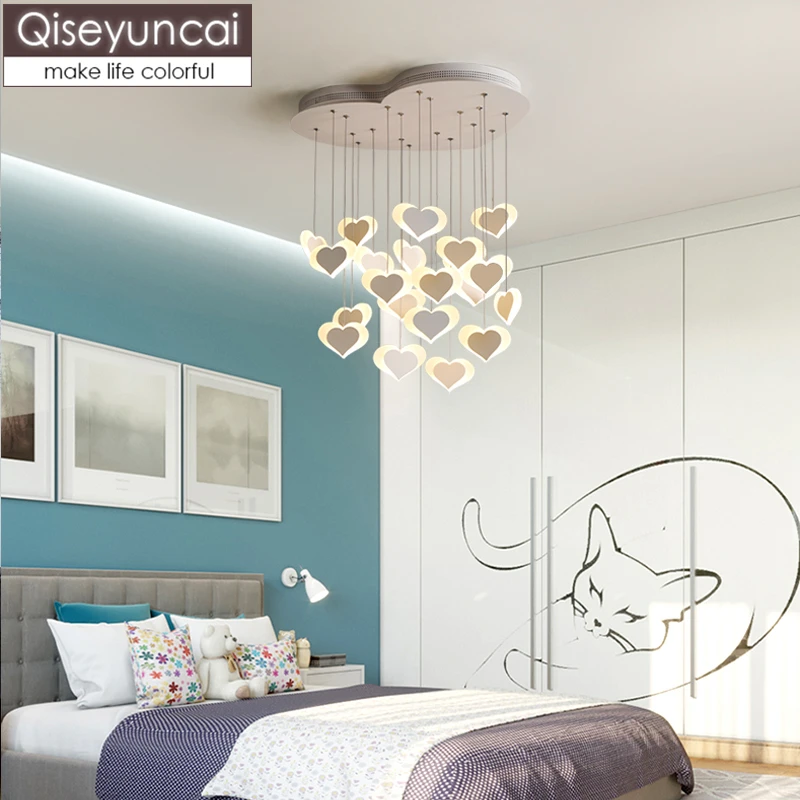 Qiseyuncai Nordic modern minimalist restaurant led chandelier creative warm girl bedroom home wedding room lighting | Лампы и