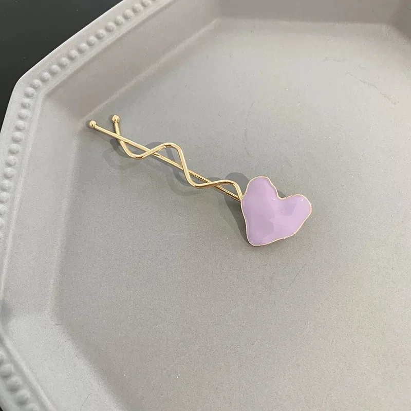 

2019 Korea Ins Candy color Hairpins Drop Oil Heart Hair Clips Metal Wave Hair Accessories for Women Girls Hairgrip Barrettes
