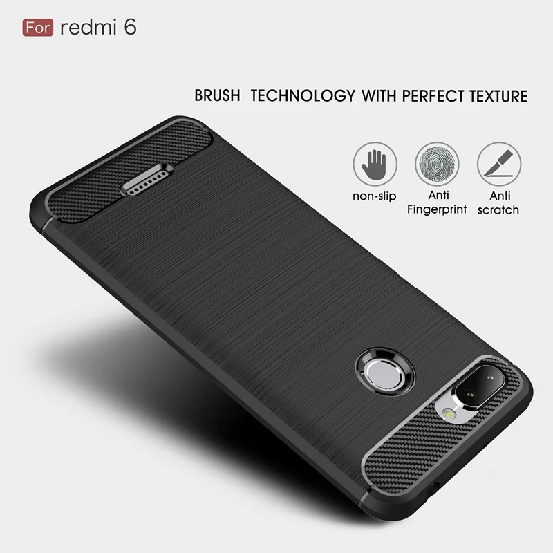 Чехол UPaitou для Xiaomi Redmi 6 Ультратонкий чехол из углеродного волокна мягкий ТПУ