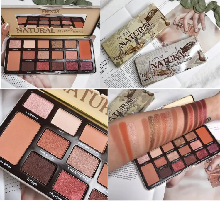 Палитра матовых теней для век 16 цветов Палетка блестящих мерцающие нюдовые