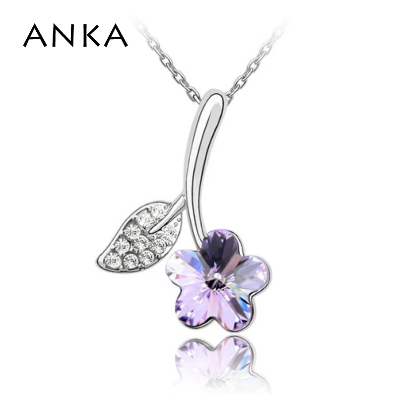 Ожерелье с подвеской из австрийского хрусталя цветными листьями и цветами