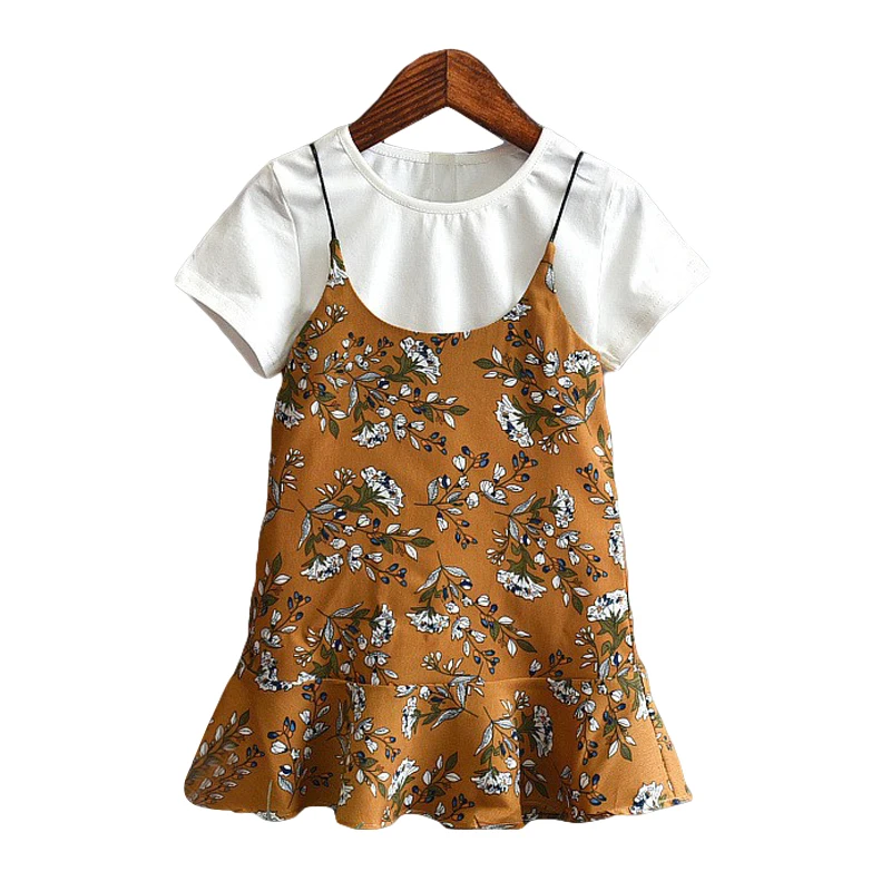 Детская летняя юбка для девочек новый хлопковый комплект из двух предметов с