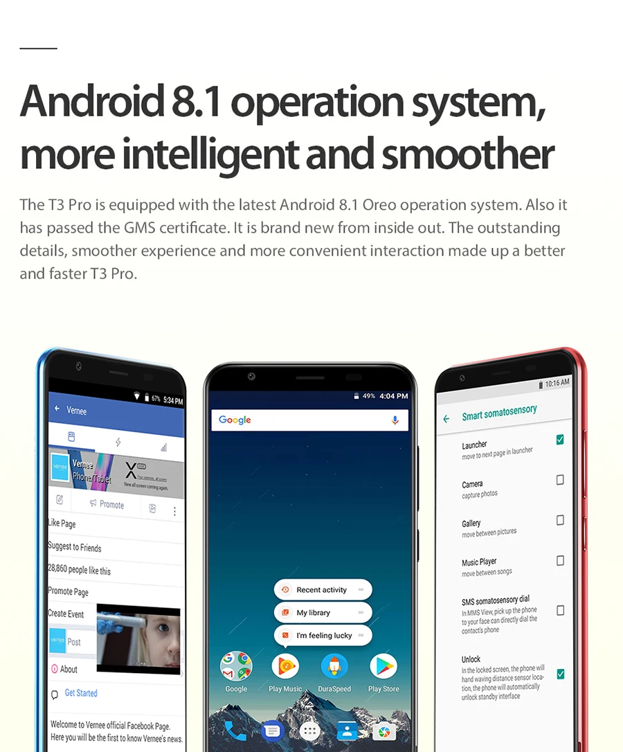 Смартфон Vernee T3 Pro 5,5 ''на весь экран, 3 Гб ОЗУ, 16 Гб ПЗУ, мобильный телефон, Android 8,1, MTK6739, четырехъядерный, 4080 мАч, 4G LTE, мобильный телефон