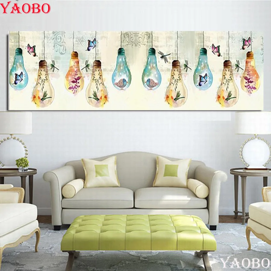 

Large DIY Diamond Painting Fantasy light bulb butterfly 5D Full Square Round Diamond Embroidery Diamond Mosaic Factory Direct