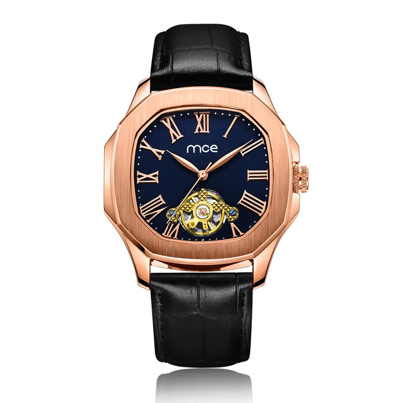 4 Женские часы автоматические механические квадратные кожаные часы Relogio Feminino Скелет Полые MCE женские часы с турбийоном - Цвет: 4