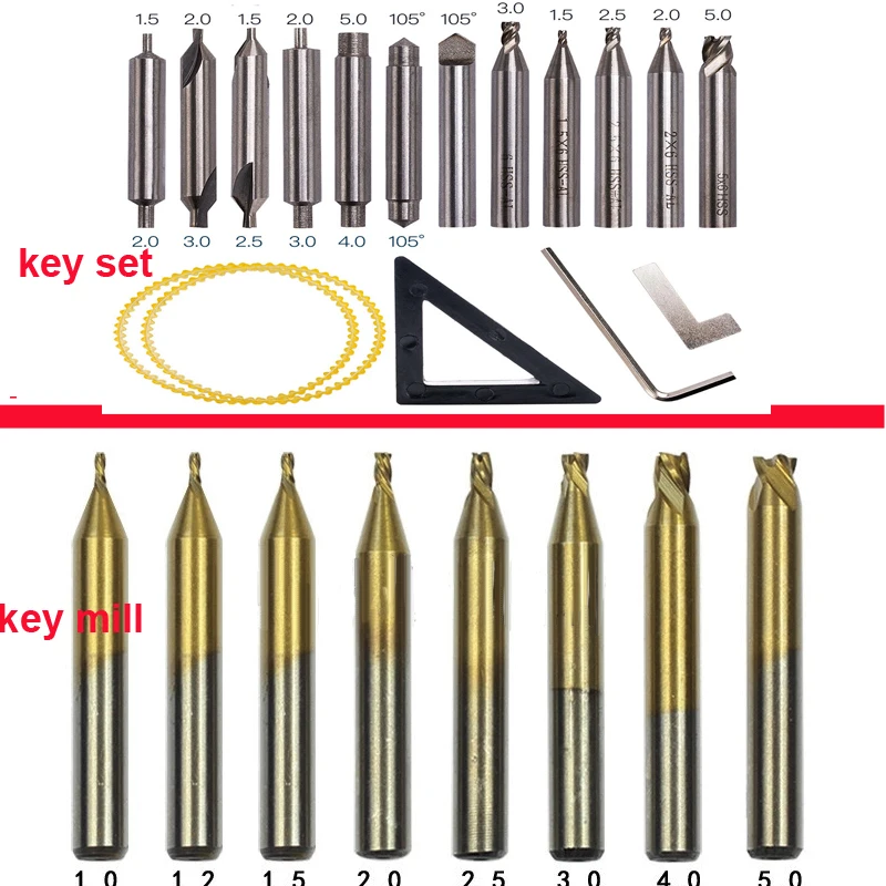 Titanium Key end mill For Vertical Machine Cutter Parts Locksmith Tools 1.0 1.1 1.2 1.5 2.0 2.5mm 3.0mm 3.5mm 4.0mm | Инструменты