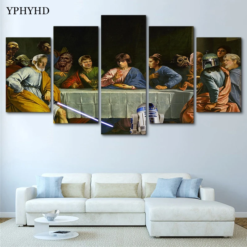 YPHYHD Холст Картина 5 шт. Настенная живопись Современная Лошадь летит в Мекке холст