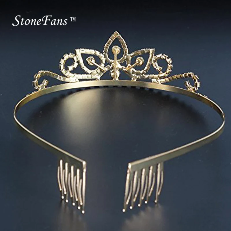 Тиары и короны StoneFans для невесты со звездами листья золотые шпильки зажимы