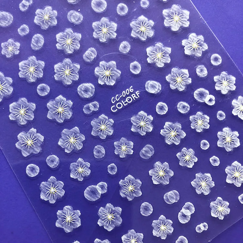 TSC-CC-6 белый цветок серии дизайн Cheetsan Марка Новые 3d ногтей переводные наклейки на