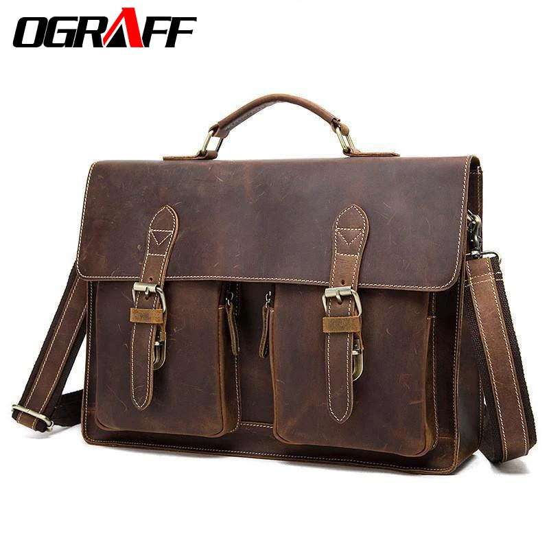 OGRAFF Мужская сумка из натуральной кожи мужская Мужские портфели через плечо сумки