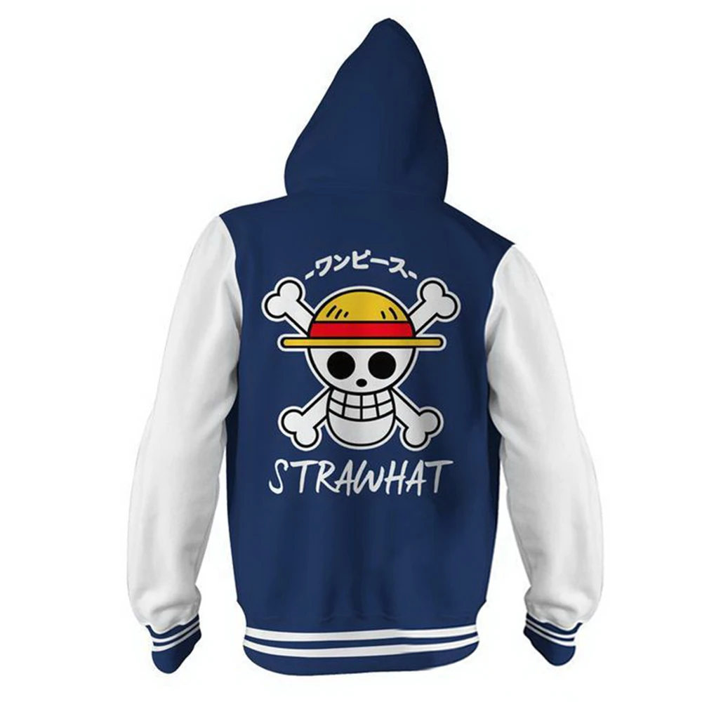 

Anime One Piece Hoodies Luffy Cosplay Costume 3D Print Zipper Casual Sweatshirts Jacket