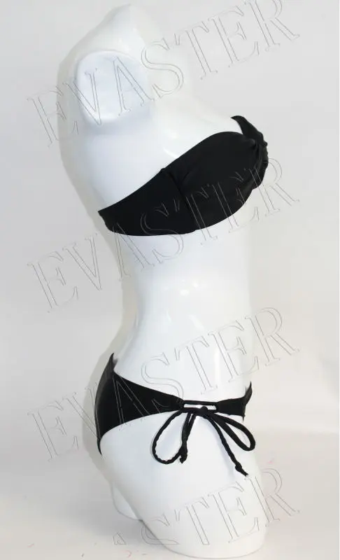 Latest design Sweet The Maya Twist Bandeau Top &amp Double-String Bottom sexy black bathing suit |