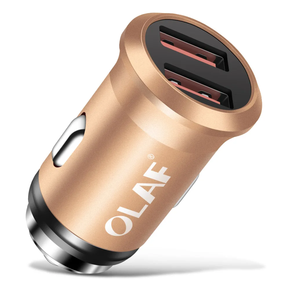 Олаф мини USB Автомобильное зарядное устройство для мобильного телефона планшета 2.4A быстрое зарядное устройство автомобильное зарядное устройство двойной USB Автомобильное зарядное устройство для iPhone samsung Xiaomi - Тип штекера: Gold